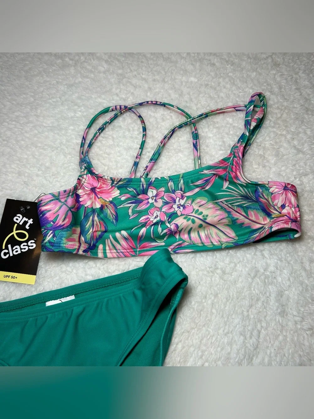 Art Class Girls Tropical Floral Bikini Set Medium NEW